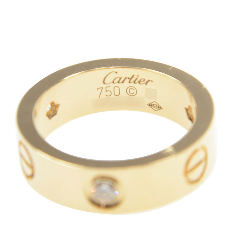 CARTIER/卡地亚 LOVE系列18K黄金宽版三钻女性戒指\指环