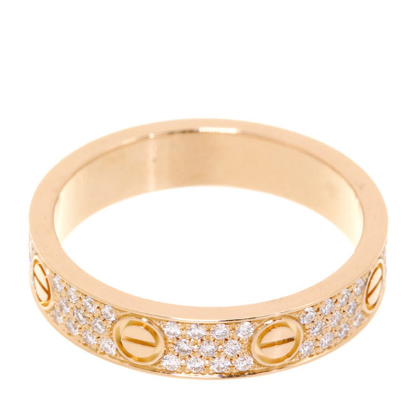 CARTIER/卡地亚 love系列18K玫瑰金钻石戒指B4085800 53#