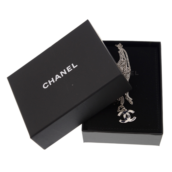 CHANEL/香奈儿 飞机场系列斜纹拼接经典双c项链 毛衣链A95107 深蓝色