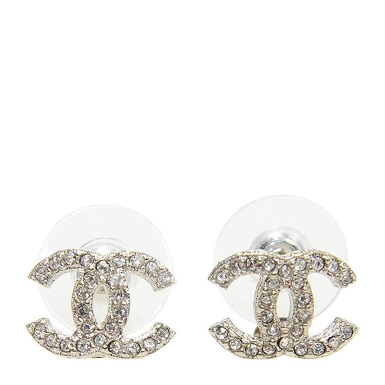 CHANEL/香奈儿 经典小LOGO镶钻耳钉金色