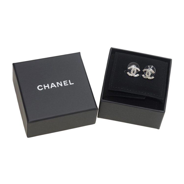 CHANEL/香奈儿 经典小LOGO镶钻耳钉金色