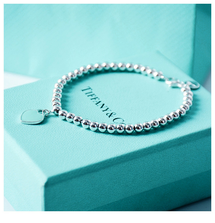 Tiffany & Co./蒂芙尼 女式蓝色心形小珠Bead珐琅手链 27630146