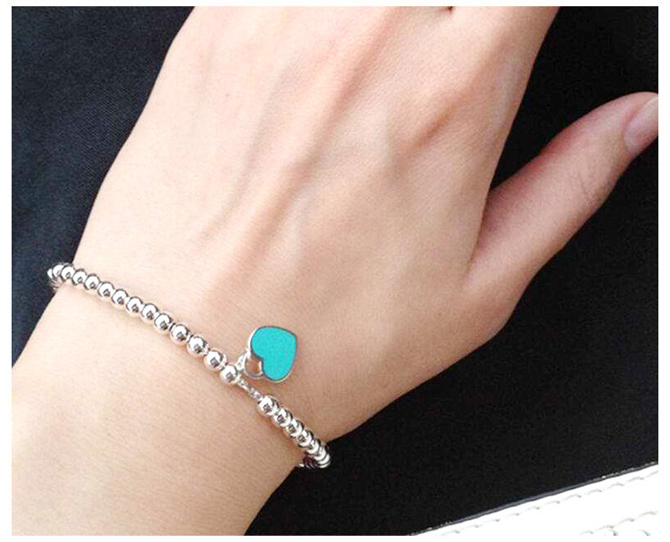 Tiffany & Co./蒂芙尼 女式蓝色心形小珠Bead珐琅手链 27630146