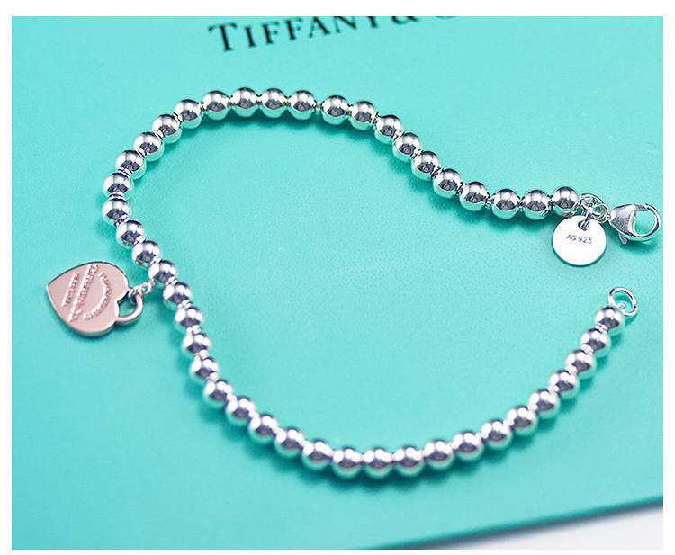 Tiffany & Co./蒂芙尼 女式蓝色心形小珠Bead珐琅手链 27630146