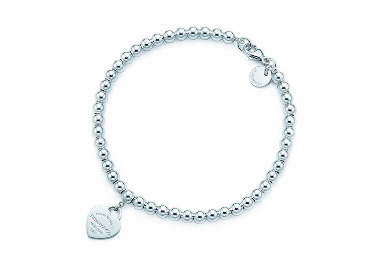 Tiffany & Co./蒂芙尼 女士纯银樱花粉心形小珠Bead珐琅手链 30978811