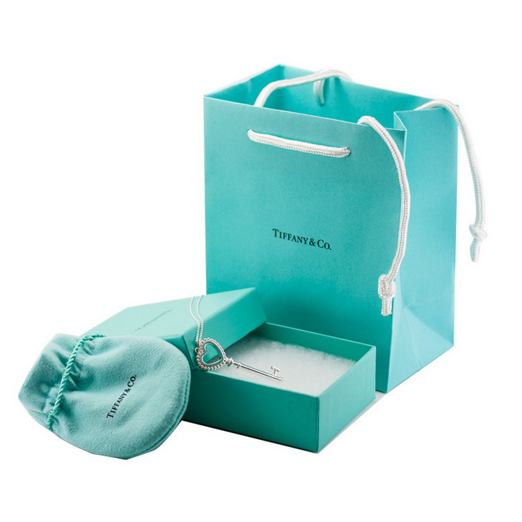 Tiffany & Co./蒂芙尼 Keys系列 Heart key蓝色珐琅桃心钥匙吊坠项链 TGRP04519