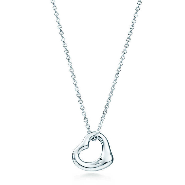 Tiffany & Co./蒂芙尼 ELSA PERETTI™系列 女式S925银open heart心形吊饰项链 11mm 25152336