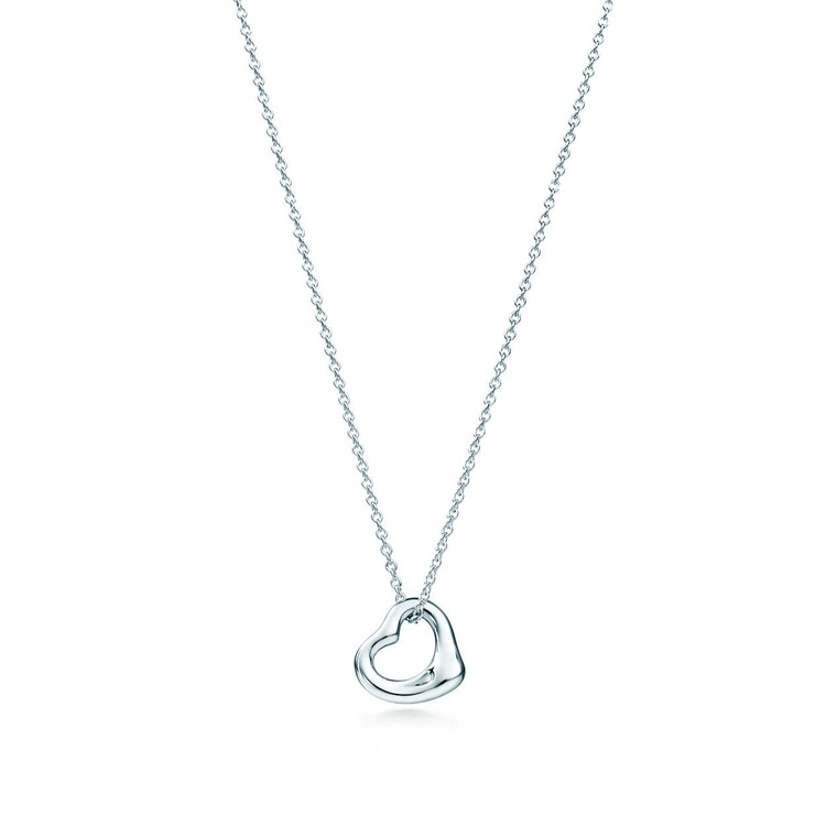 Tiffany & Co./蒂芙尼 ELSA PERETTI™系列 女式S925银open heart心形吊饰项链 11mm 25152336