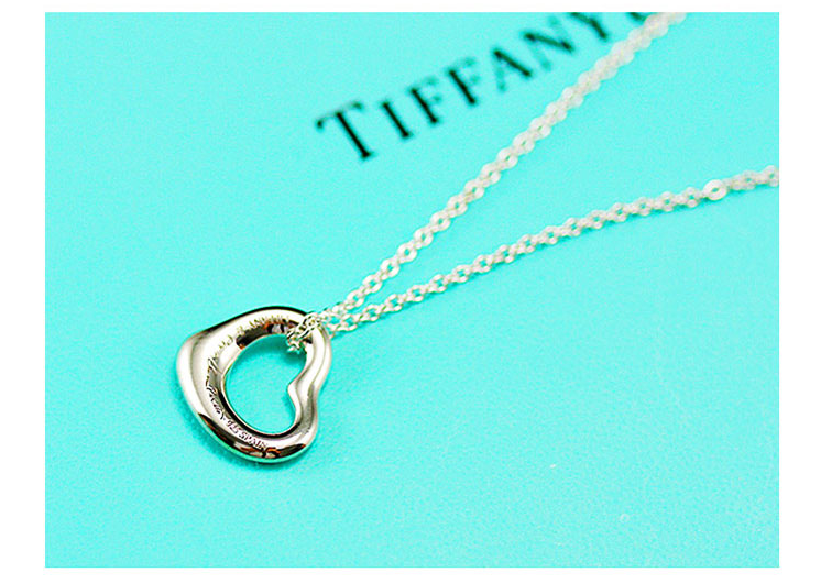 Tiffany & Co./蒂芙尼 ELSA PERETTI™系列 女式S925银open heart心形吊饰项链 11mm 25152336