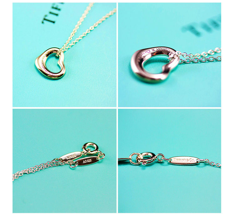 Tiffany & Co./蒂芙尼 ELSA PERETTI™系列 女式S925银open heart心形吊饰项链 11mm 25152336