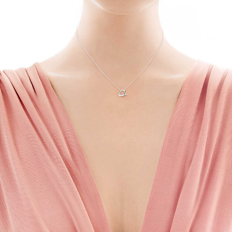 Tiffany & Co./蒂芙尼 ELSA PERETTI™系列 女式S925银open heart心形吊饰项链 11mm 25152336