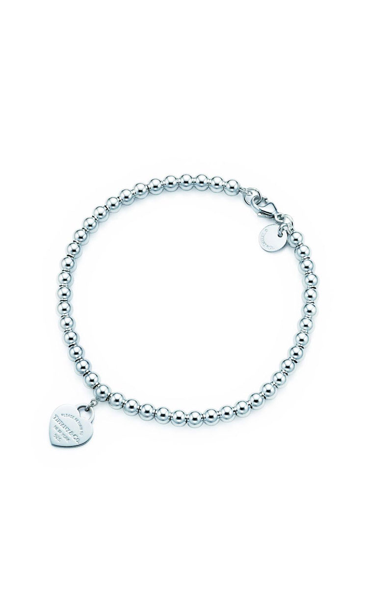 Tiffany & Co./蒂芙尼 Return to Tiffany™系列 女式S925银粉色心形小珠Bead珐琅手链 7英寸