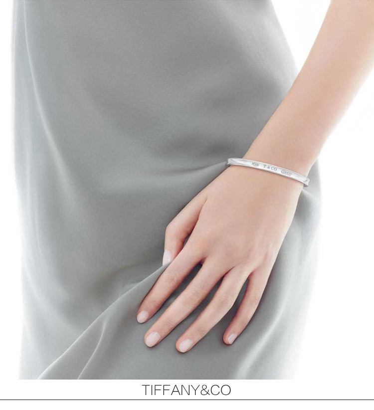 Tiffany & Co./蒂芙尼 1837系列女士手镯 经典S925银中号开口手镯