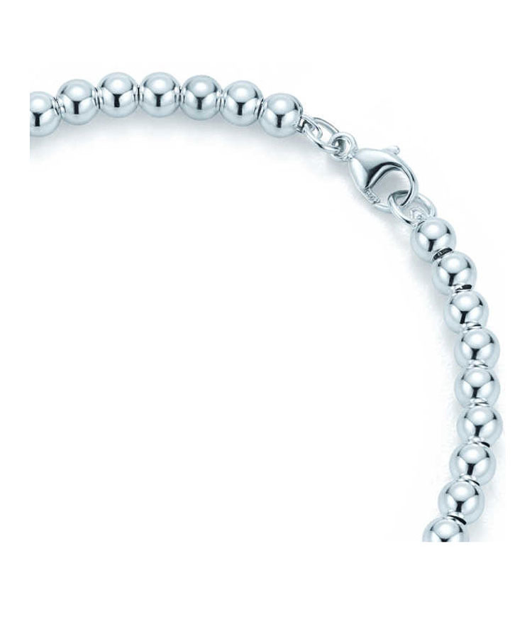 Tiffany & Co./蒂芙尼 女式S925银银色心形小珠Bead珐琅手链 6.5英寸 TGRP02587