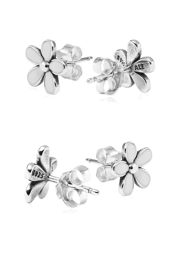 PANDORA/潘多拉 白色珐琅雏菊耳钉290538EN12