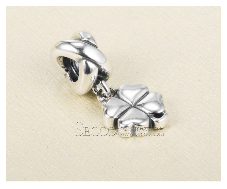 PANDORA/潘多拉 925银 绿色幸运四叶草吊坠790572EN25