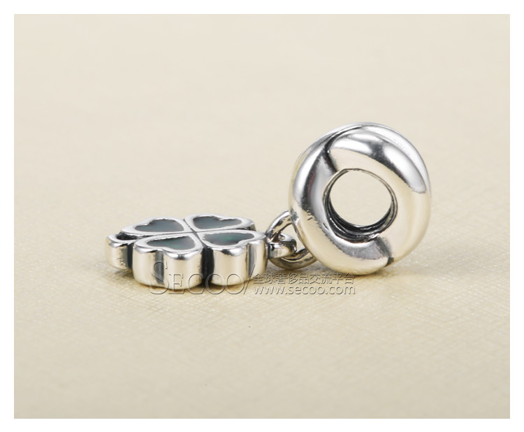 PANDORA/潘多拉 925银 绿色幸运四叶草吊坠790572EN25