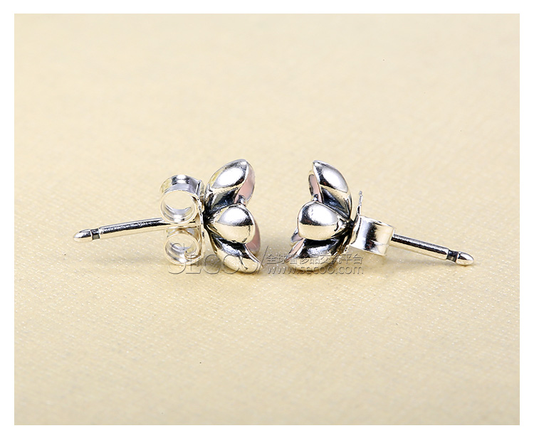 PANDORA/潘多拉 925银 粉色珐琅樱花耳钉290537EN40