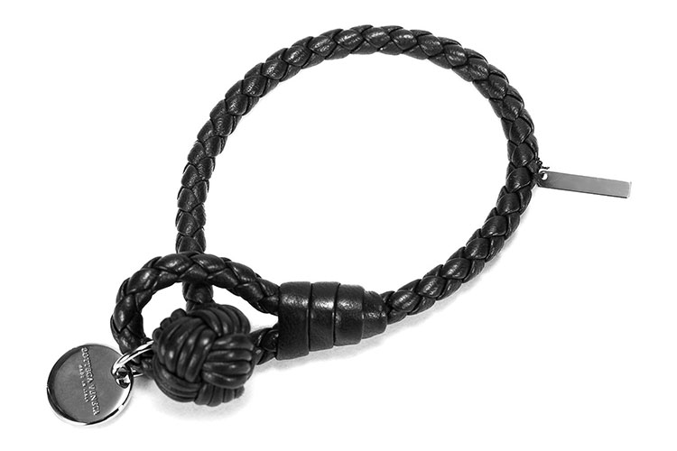 Bottega Veneta(葆蝶家) #黑色手工编织皮质手链 S#