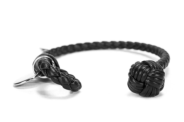 Bottega Veneta(葆蝶家) #黑色手工编织皮质手链 S#