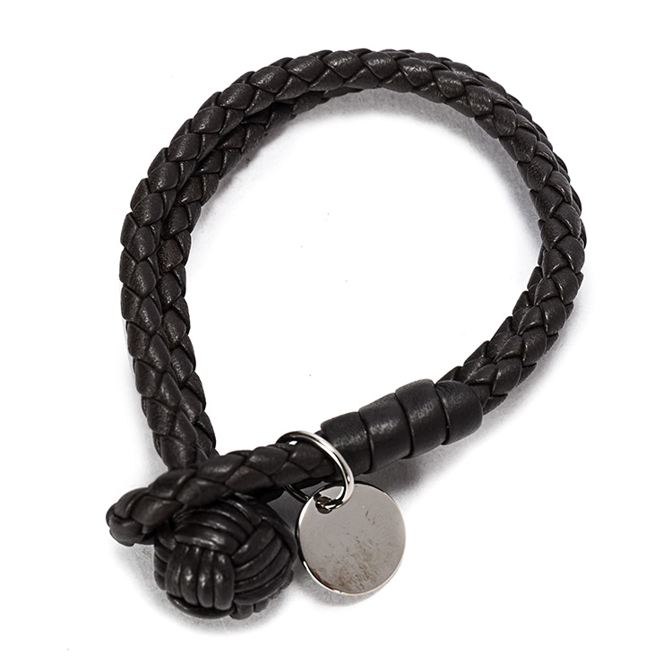 Bottega Veneta(葆蝶家) #深棕色手工编织皮质手链 S#