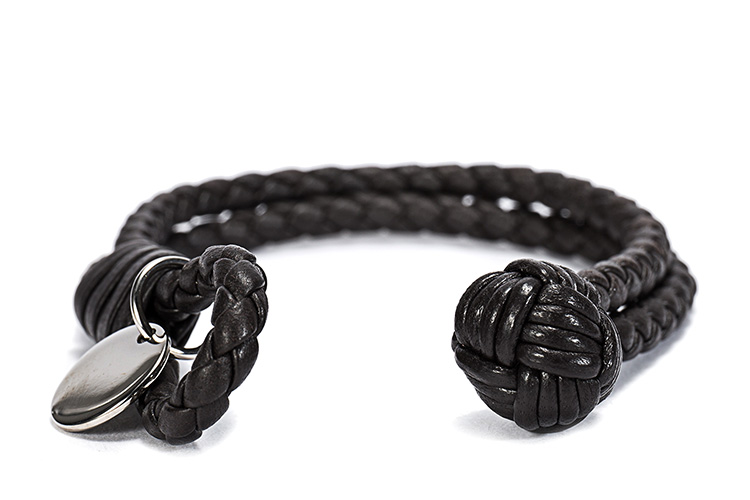 Bottega Veneta(葆蝶家) #深棕色手工编织皮质手链 S#