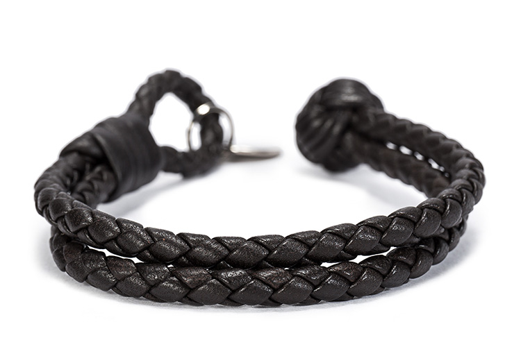 Bottega Veneta(葆蝶家) #深棕色手工编织皮质手链 S#