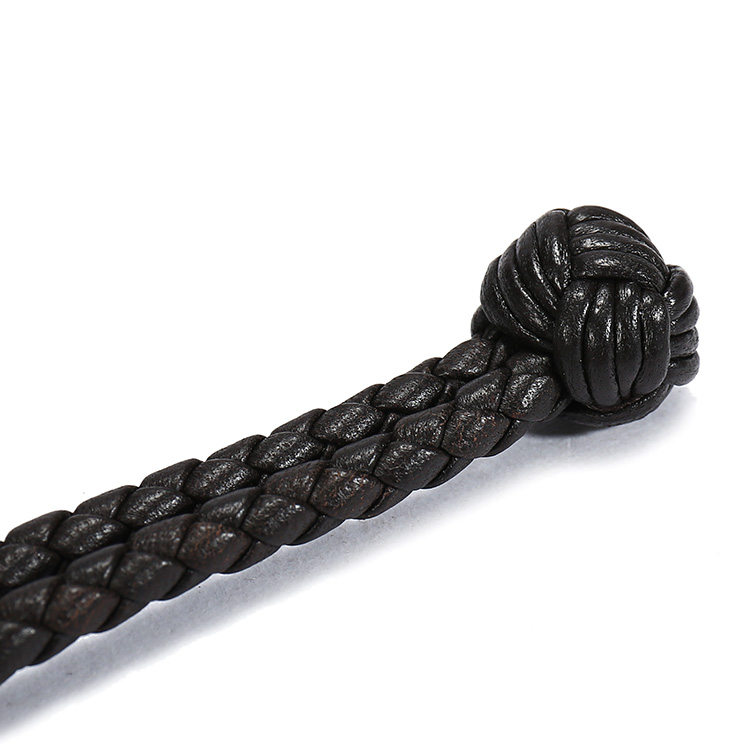 Bottega Veneta(葆蝶家) #深棕色手工编织皮质手链 S#