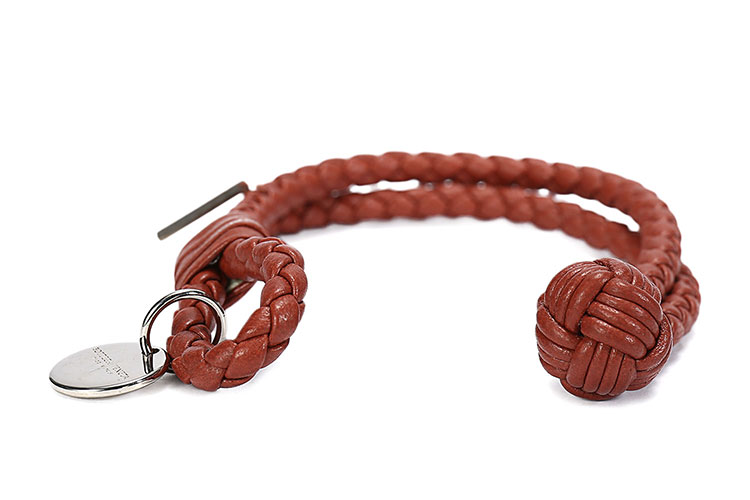 Bottega Veneta(葆蝶家) #红褐色手工编织皮质手链 S#