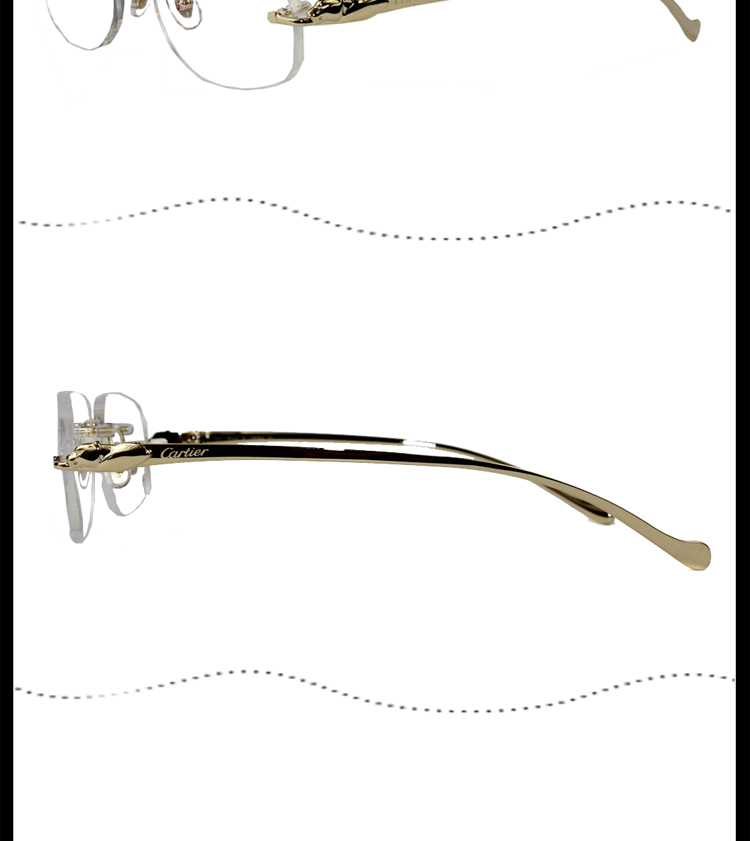 CARTIER/卡地亚经典无框镀金豹子头系列女士光学镜架