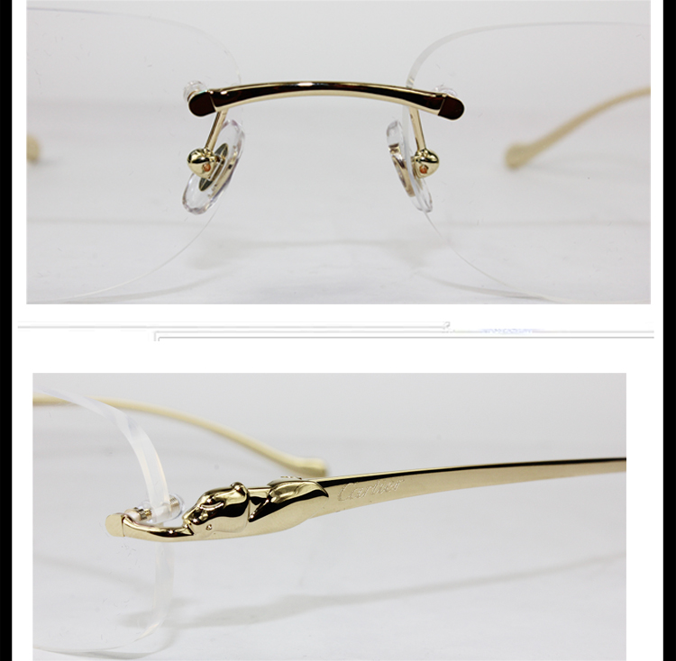 CARTIER/卡地亚经典无框镀金豹子头系列女士光学镜架