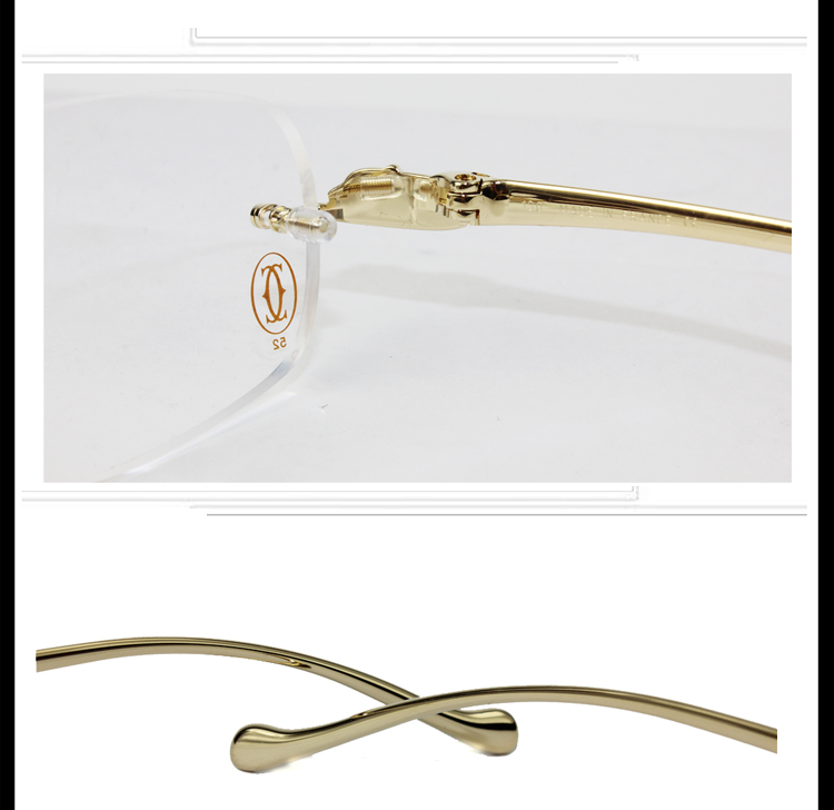 CARTIER/卡地亚经典无框镀金豹子头系列女士光学镜架