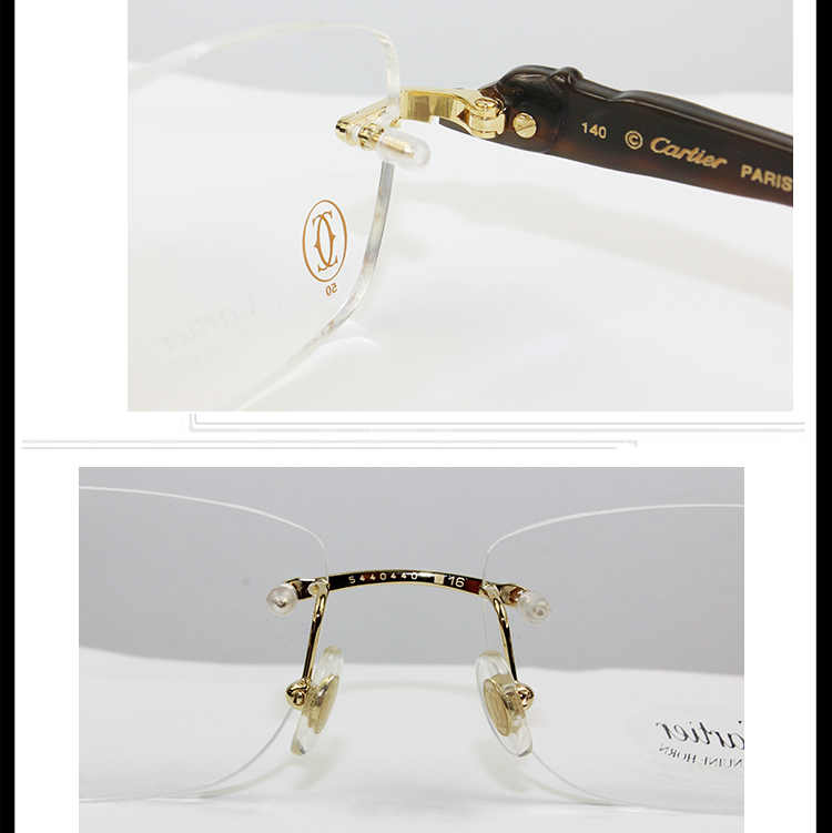 CARTIER/卡地亚 经典豹子系列牛角材质镜腿镀金饰面男女款光学眼镜