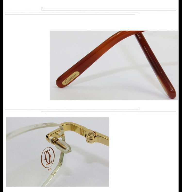 CARTIER/卡地亚 经典简约镀金镜腿醋酸酯脚套无框男女款眼镜