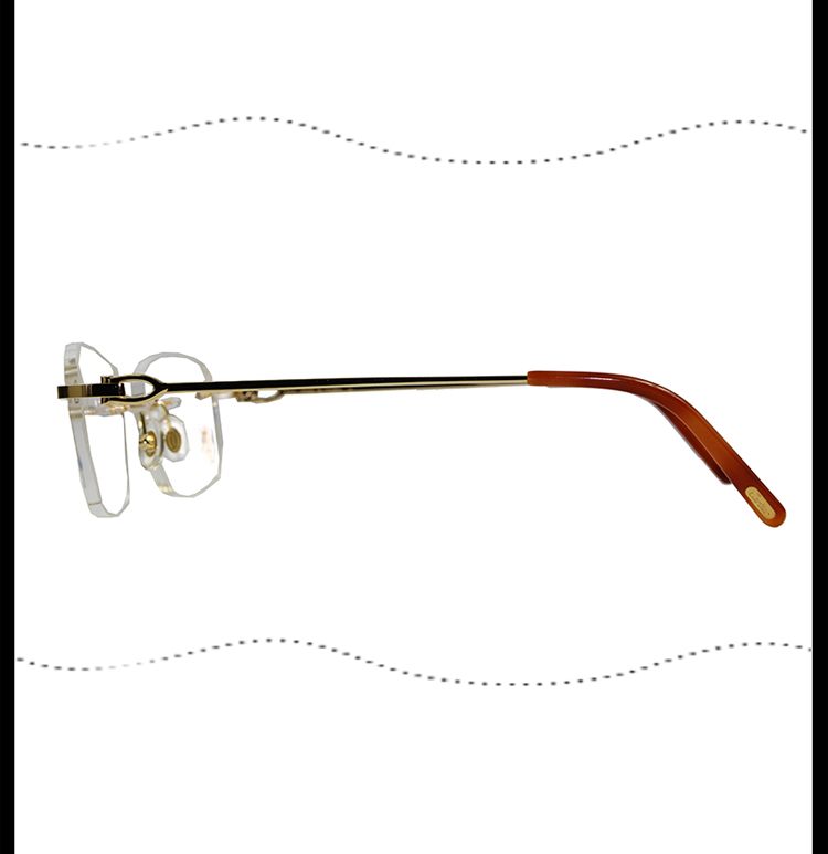 【2018新品】CARTIER/卡地亚 经典无框镀金矩形光学镜架醋酸酯脚套男女款眼镜CT0050O 001