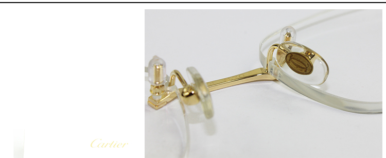 【2018新品】CARTIER/卡地亚 经典无框镀金矩形光学镜架醋酸酯脚套男女款眼镜CT0050O 001