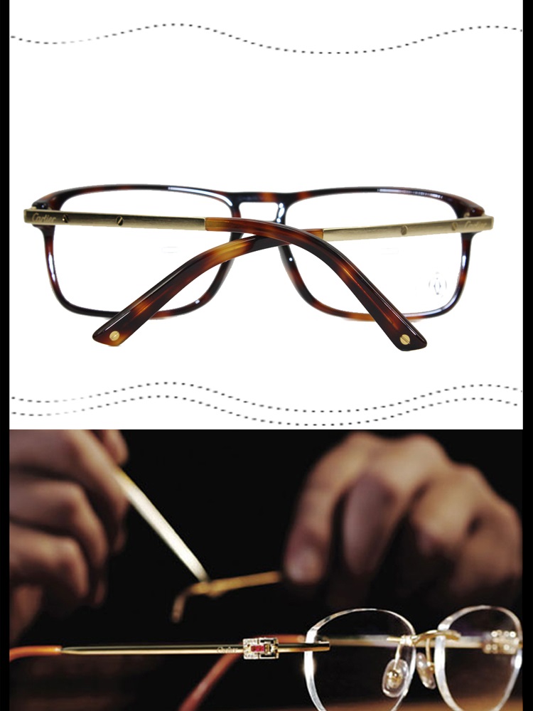 【新品】CARTIER/卡地亚(超轻复合板材)(PVD镀金工艺)时尚双梁男女光学镜架眼镜T8101224