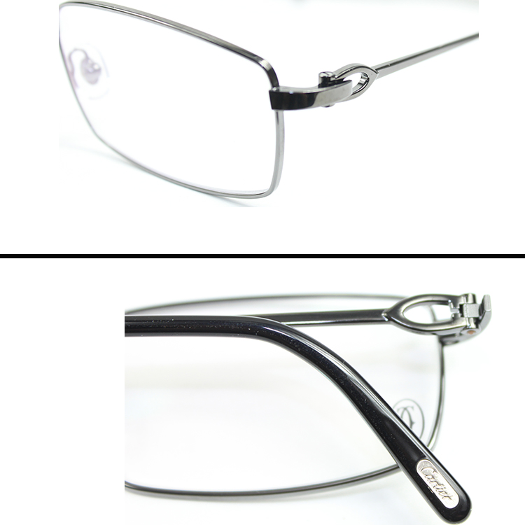CARTIER/卡地亚 经典矩形镀铂金枪色男士商务款中号眼镜