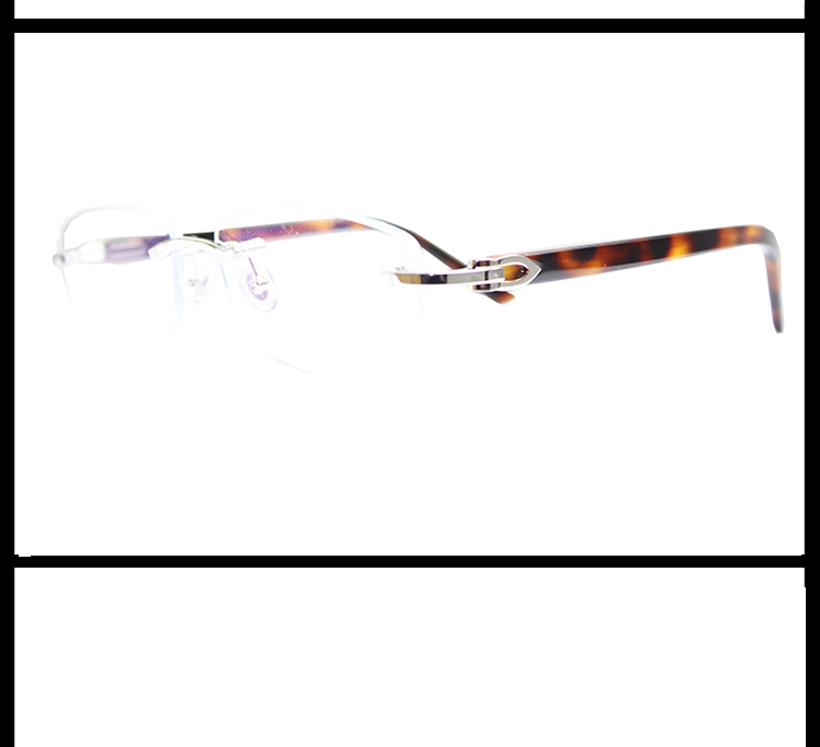 CARTIER/卡地亚 经典无框镀铂金饰面时尚玳瑁色镜腿男女款平光镜眼镜