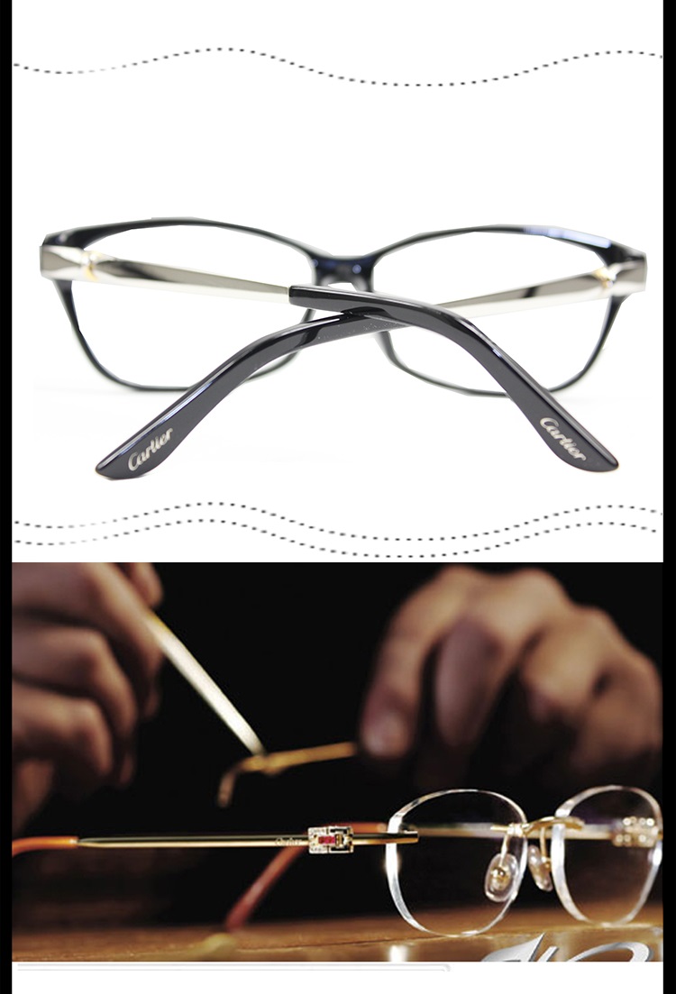 CARTIER/卡地亚 轻盈板材饰面镀铂金镜腿经典螺旋logo时尚女士眼镜