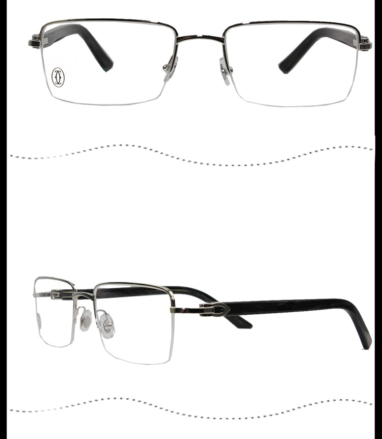 【2018新品】CARTIER/卡地亚经典拉丝半框镀铂金商务简约男款眼镜CT0042O