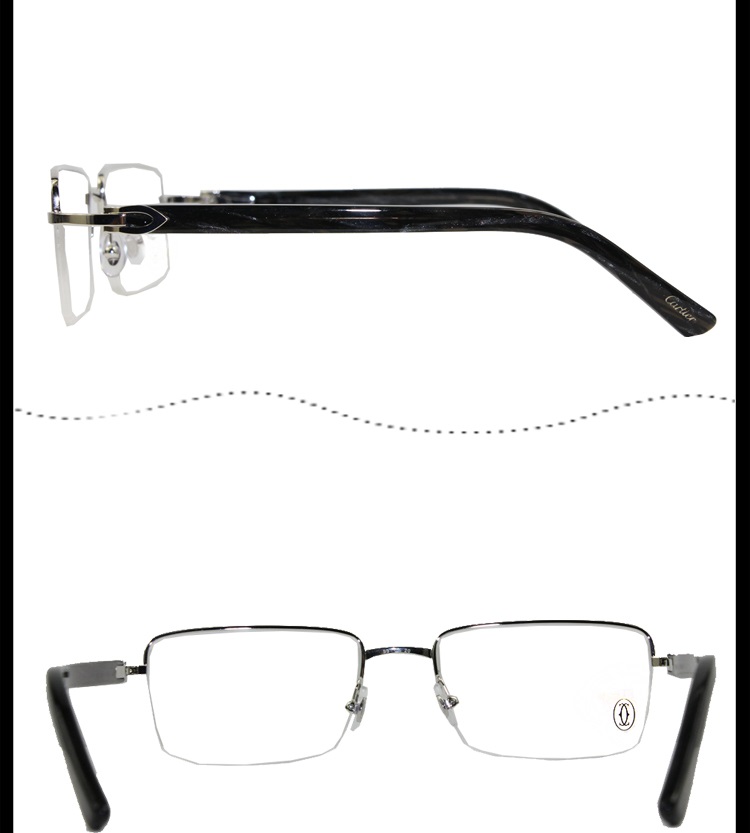 【2018新品】CARTIER/卡地亚经典拉丝半框镀铂金商务简约男款眼镜CT0042O