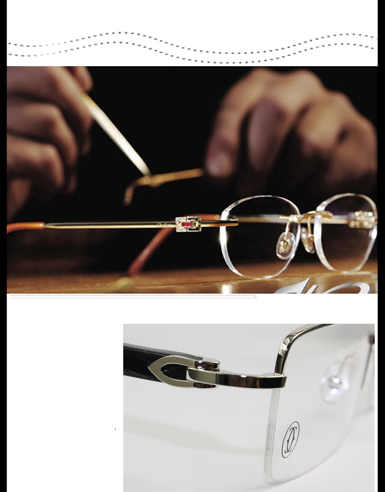 【2018新品】CARTIER/卡地亚经典拉丝半框镀铂金商务简约男款眼镜CT0042O