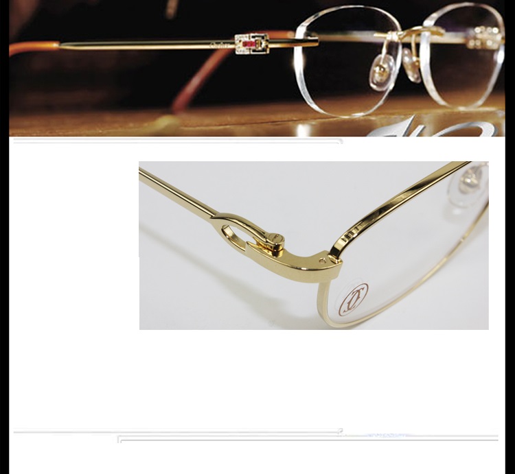 CARTIER/卡地亚经典全框抛光镀金饰面醋酸酯镜腿眼镜