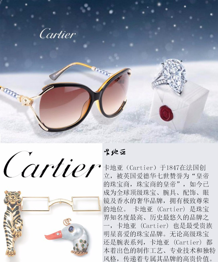 CARTIER/卡地亚时尚双梁板材框镀铂金饰面镜腿男士平光镜眼镜