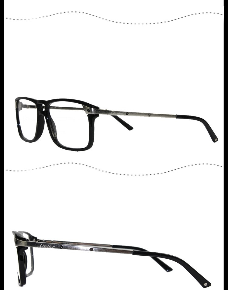 CARTIER/卡地亚时尚双梁板材框镀铂金饰面镜腿男士平光镜眼镜