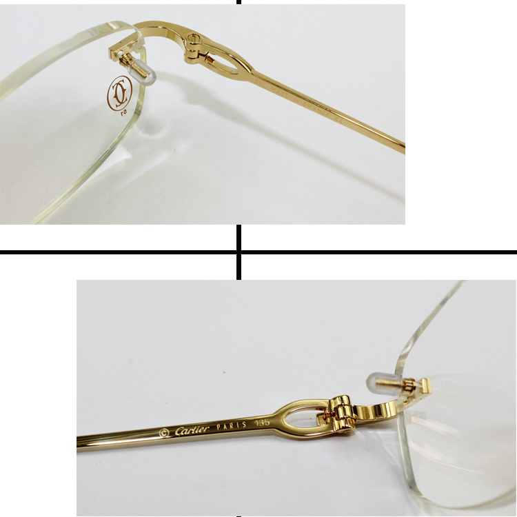CARTIER/卡地亚 抛光镀金金属饰面，玳瑁效果色醋酸酯脚套材质带镀金男女款眼镜