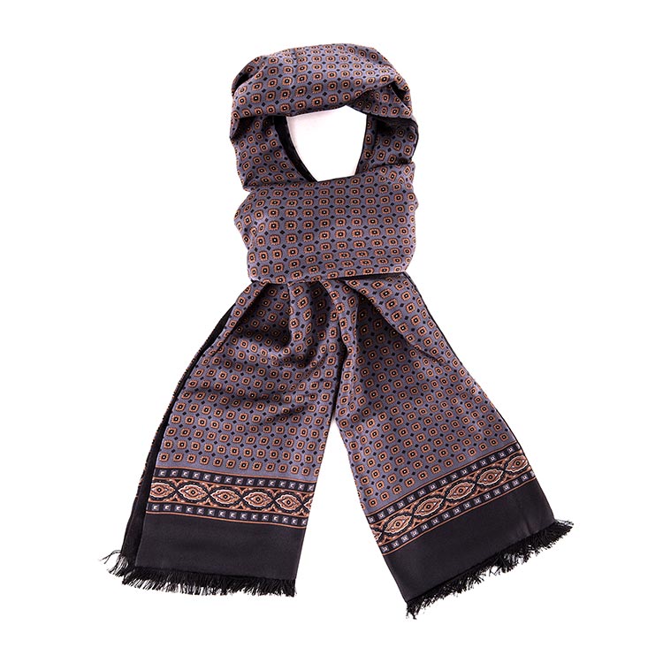 VERRI/VERRI 男士复古花纹桑蚕丝围巾