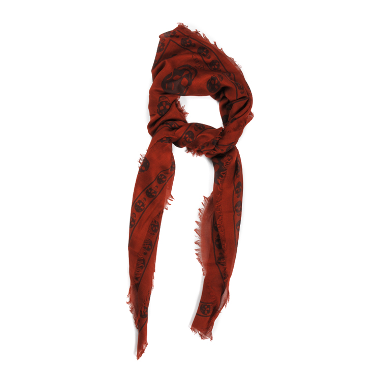 【Designer Acc】Alexander McQueen/亚历山大麦昆 中性长方形桑蚕丝+莫代尔纤维围巾1106404943Q6473