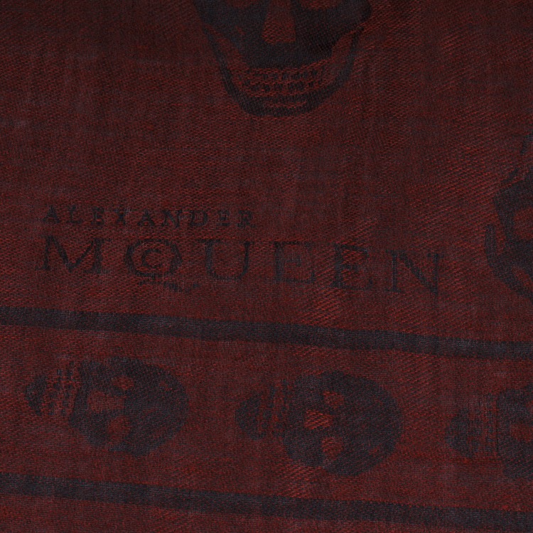 Alexander McQueen/亚历山大麦昆 暗红色方形围巾 ML